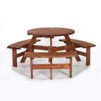 Brentwood brown 6 seat round picnic table