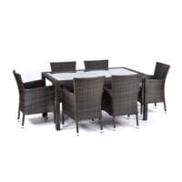 6 seat rectangular set with glass top