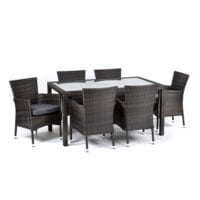 6 seat rectangular set with glass top
