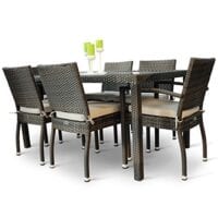 Ascot rattan large rectangular dining set with cushions