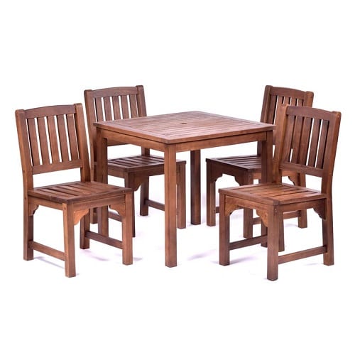 Melton hardwood square table and 4 sidechair set