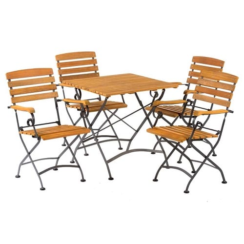 Newark folding 75cm square bistro arm chair dining set