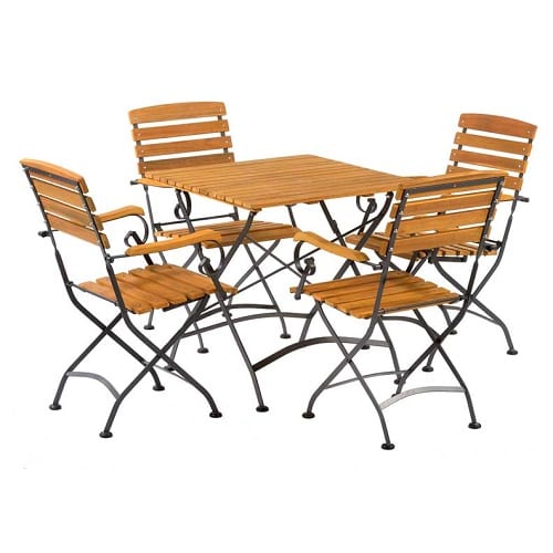 Newark folding 75cm square bistro arm chair dining set