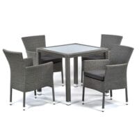 Oasis glass table and 4 stacking chairs