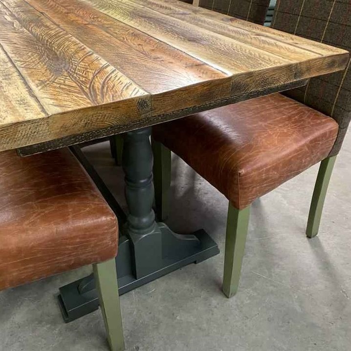 6 seater rustic dining table and chairs set