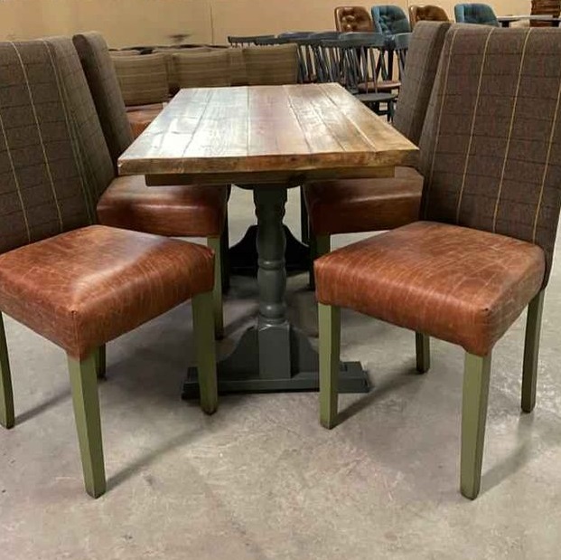 6 seater rustic dining table and chairs set