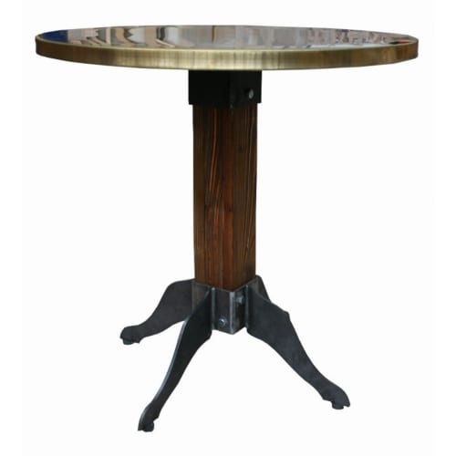 Filton single pedestal dining table - brass top